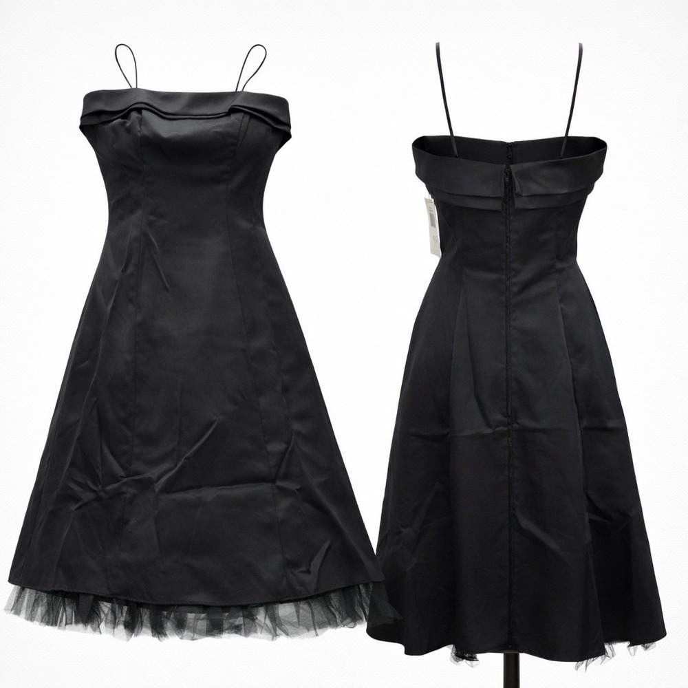 Jump Y2K Black Satin Slip Dress NWT USA Vintage Little Black Dress Sz 8